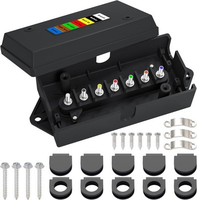 CheeMuii 7 Way Trailer Junction Box Weatherproof 7 7 PIN BOX, 