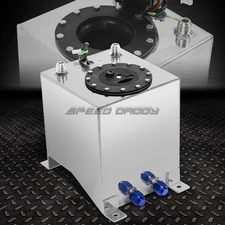 2.5 GALLON/9.5 LITER POLISHED ALUMINUM RACING DRIFT FUEL CELL TANK+LEVEL SENDER