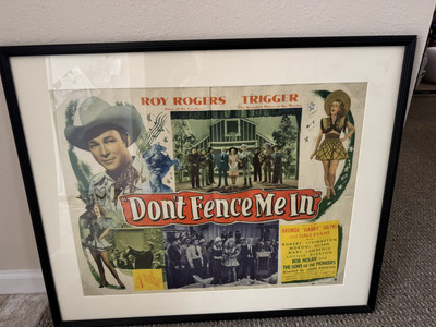 VTG ''Don't Fence Me In'' Original Movie Poster Framed 34x28 Roy Rogers Trigger