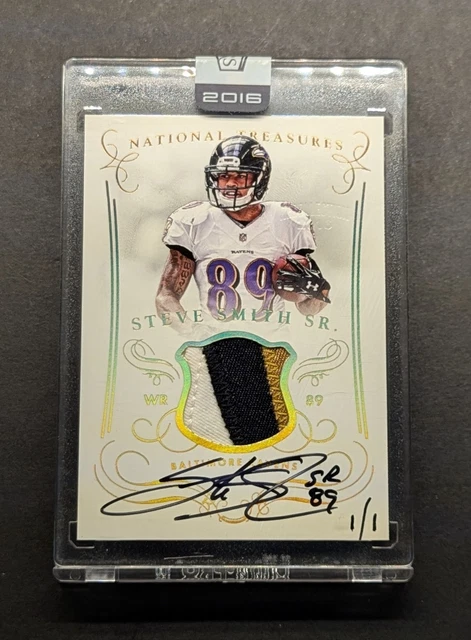STEVE SMITH SR. 1/1 Auto 2014 National Treasures 3 Color Patch SSP Sealed