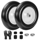 Flat Free Wheelbarrow Tires 2-Pack, 14.5" with 3/4" & 5/8" Bearings