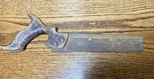 Antique Brass Back Tenon Dovetail Saw Open Wood Handle Split-Nut FOR REPAIR