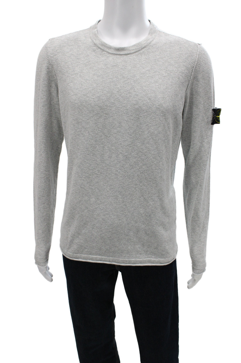Stone Island Mens Long Sleeve Basic Cotton Crew Neck T-Shirt Gray Size LFree Shipping in US $100+ Orders | $6.95 Orders Below