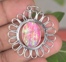 25.60 Karat Pink Feuer Opal 925 Sterling Silber Anhänger Certified Damen Schmuck