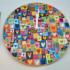  Colourful Love & Heart Pattern Wall Clock Large Round Decorative