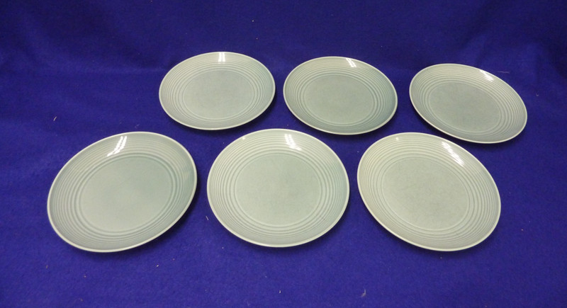 LOT OF 6 ROYAL DOULTON GORDON RAMSAY MAZE LIGHT BLUE AQUA SALAD PLATES 8.5"