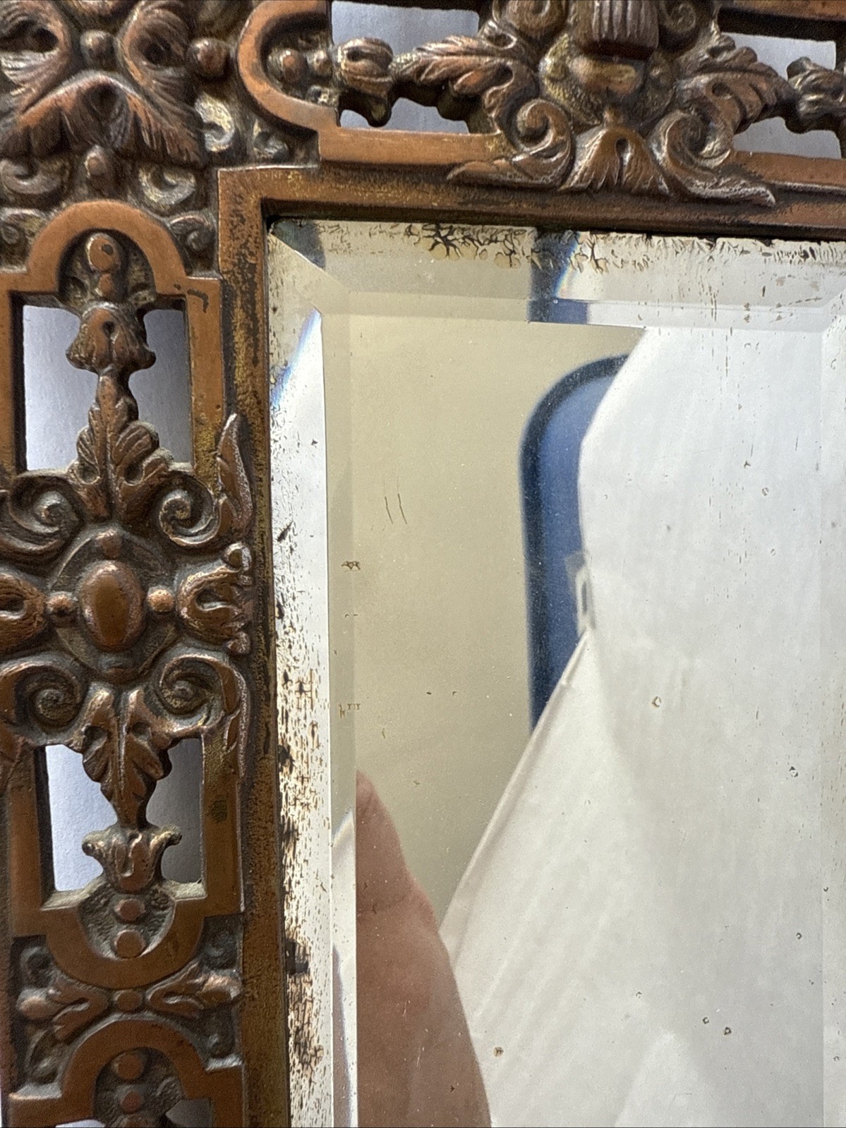 Antique Bradley & Hubbard Brass/Bronze Glass Mirror 2 Candle Wall Sconce