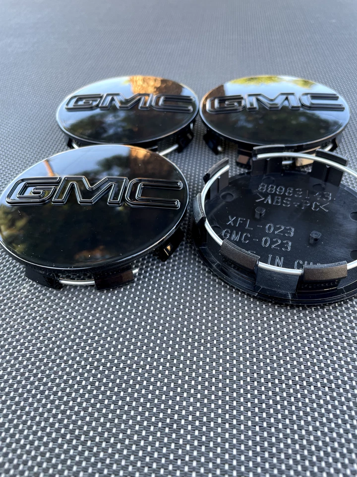 4 X GMC Glossy Black Center Caps 83MM(3 1/4"), Satisfaction Guaranteed! Foto 4 de 4