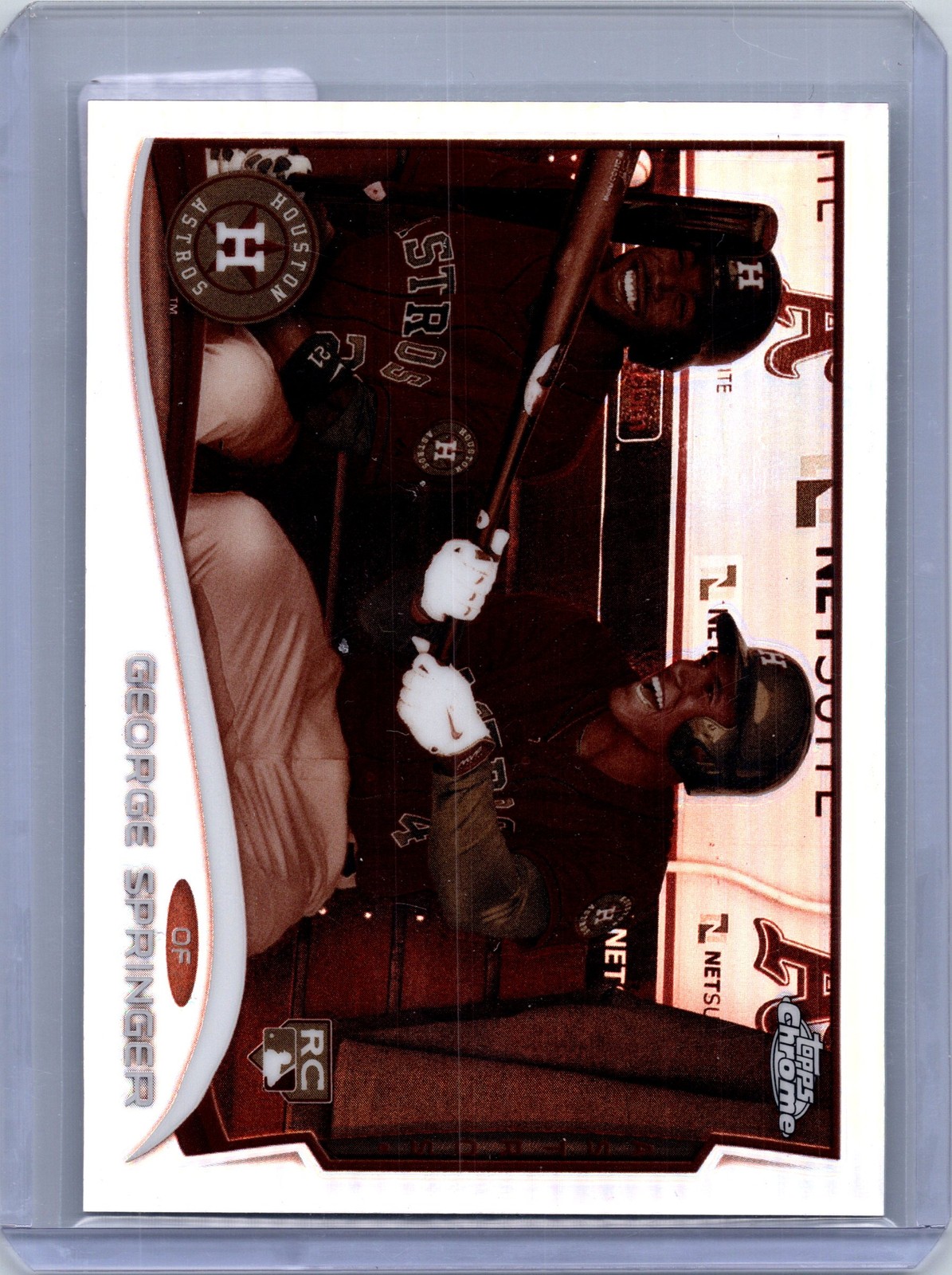 2014 Topps Chrome #138 George Springer Sepia Refractors JERSEY NUMBER /75