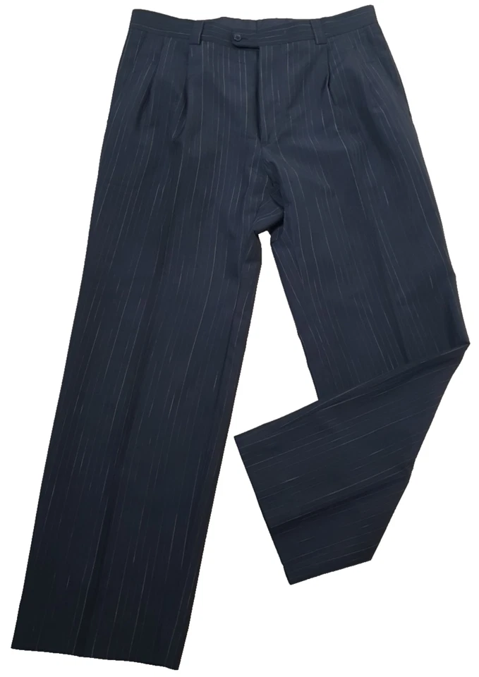 Traje Versace Classic V2 seda y lana 2 piezas Ch44"L W36" L30" negro rosa rayas Foto 2 de 4