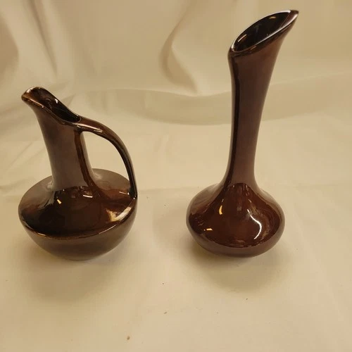 vintage Van Briggle small Bud Vase, brown glaze lot of 2 collectible