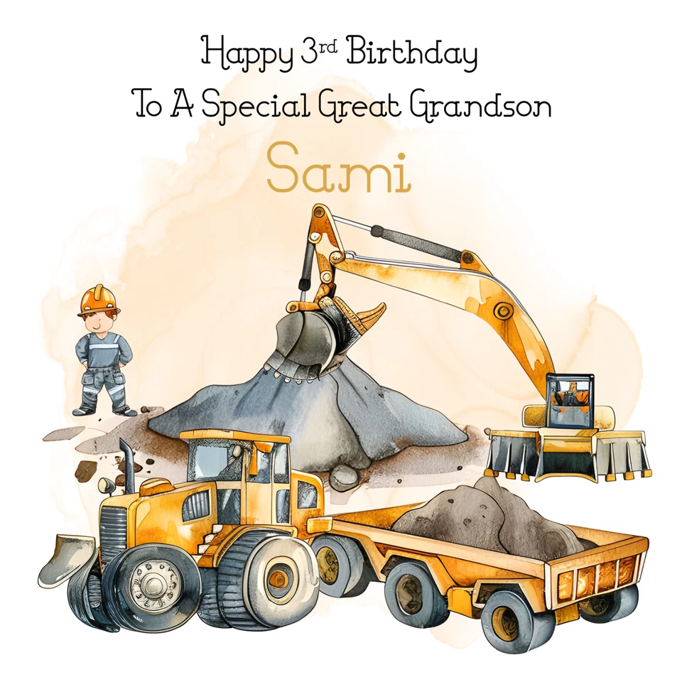 personalised birthday card brother boys son nephew grandson cousin construction - Image 2 of 4