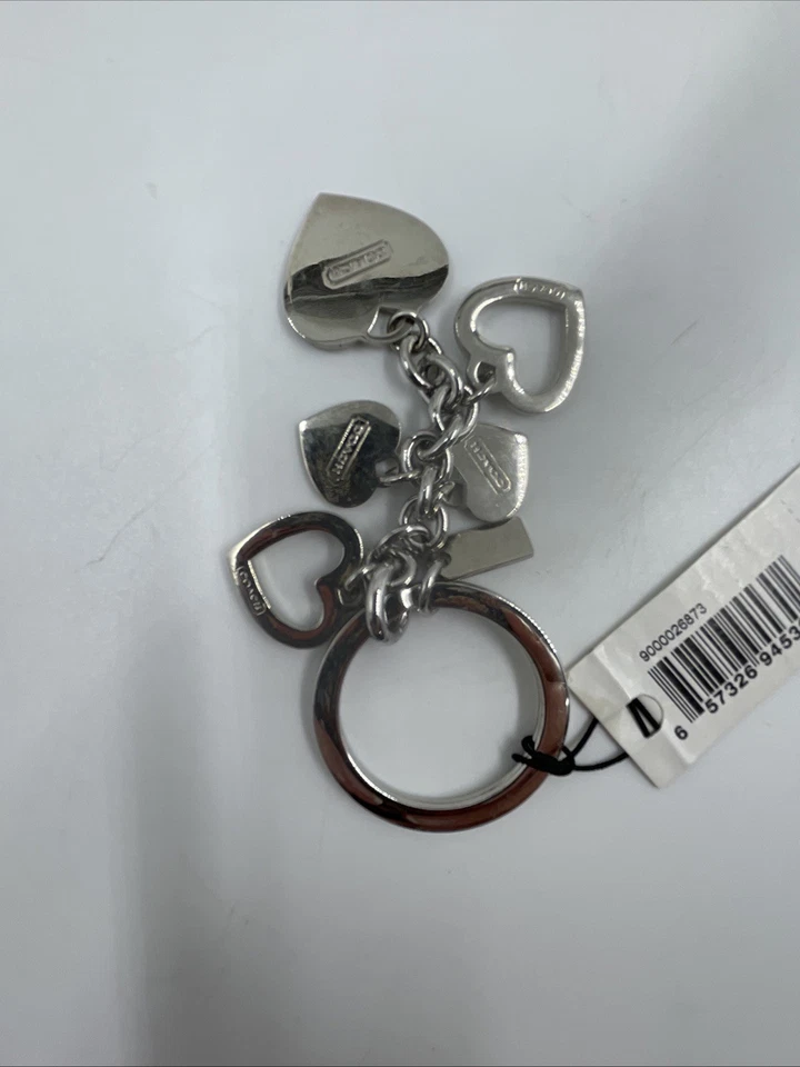 Bolso Cartera Coach Rosa Cristal Piedra Corazones Llavero FOB Dije Tono Plateado Púrpura Foto 4 de 4