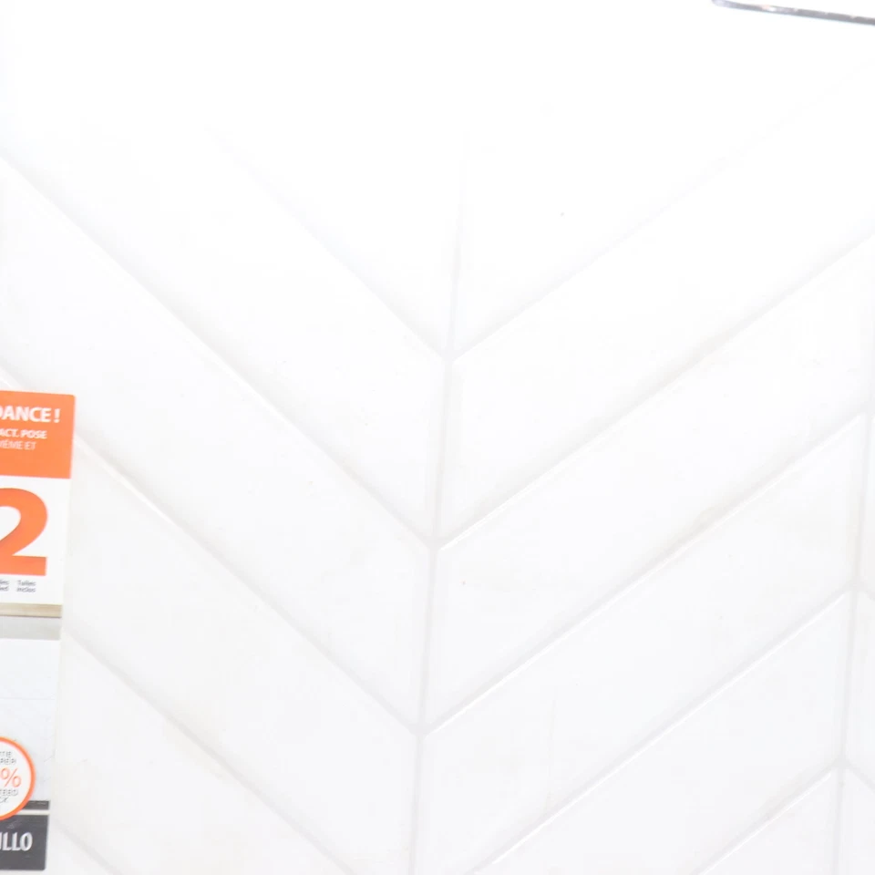 (2-Pk) Smart Tiles Chevron Peel & Stick 3D Tile Paper Backsplash Vinyl White XL  - Image 2 of 4