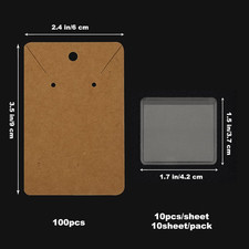 100 Pcs Jewelry Display Cards with 100 Pcs Adhesive Pouches and Clear Bags, N...