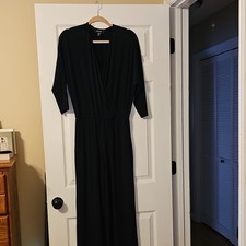 Karen Kane Blue Solid V-Neck 3/4 Sleeve   XL Petite Jersey Stretch