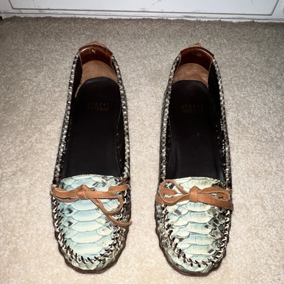 #ad Stuart Weitzman Snakeskin Pattern Leather Slip On Loafer Flats Women’s 6M $85.00
