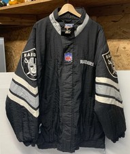 Vintage Oakland Raiders Puffer Jacket Hooded XL Black 90s Starter NFL Pro Line