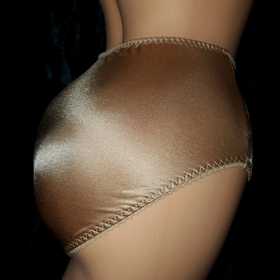 VTG VANITY FAIR Women's Control Brief SHINY BEIGE SATIN Granny Panty 48301 LARGE - Image 3 of 4