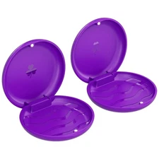 2 Pack Retainer Cases,Solid Orthodontic Retainer Case (Purple) Purple