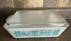 Vintage Pyrex 0503 Turquoise Amish Butterprint 1 .5 Qt Refrigerator Dish W/ Lid