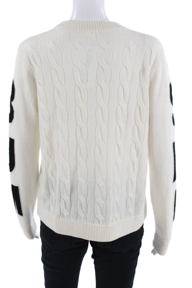 Minnie Rose Women Cashmere Crew Neck Pullover White Long Sleeve Size M - Image 3 of 4