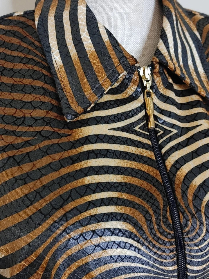 Vintage Joseph Ribkoff Faux Snakeskin Zip Jacket sz 6 Canada Union Style 12406 - Image 3 of 4