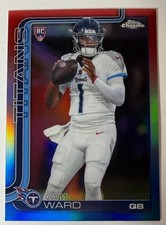 2025 Topps Chrome Football NFL  Cam Ward Red White and Blue Refractor RC Titans