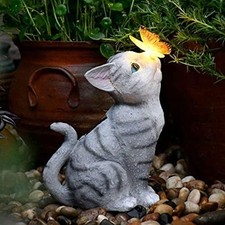 Wasserfeste Schmetterling Solarleuchte - Niedliche Katzen Deko für Gartenfreunde