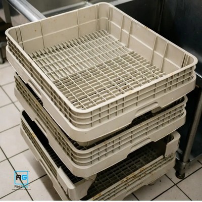 (19) Noble Warewashing Beige Full-Size Open Bowl / Flatware Rack   From a