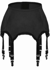 black satin garter belt with stocking clips stretchy size small