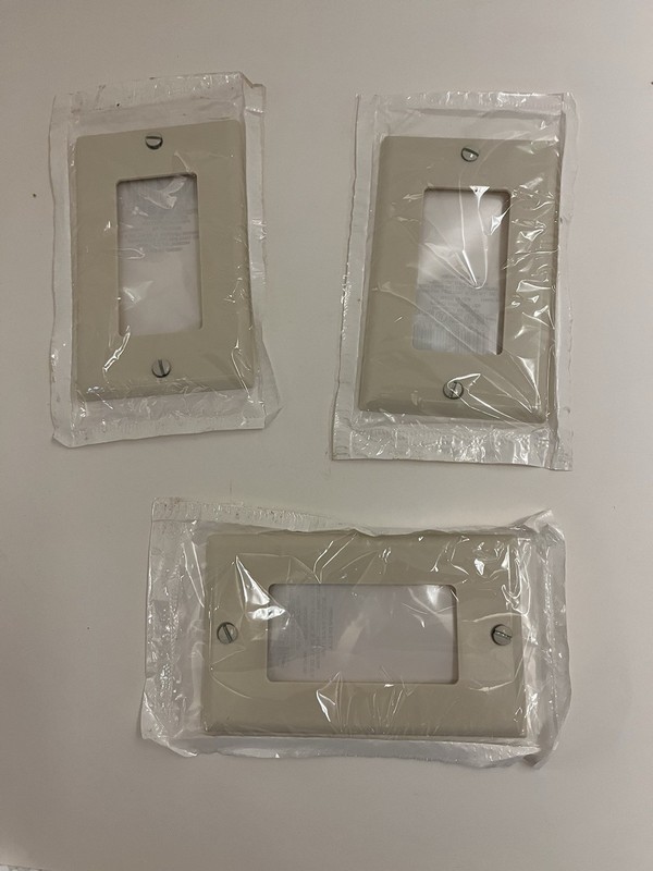 3 Leviton Ivory Almond Colored Wall Plates. Standard Size 4.5” X 3.75”. New.