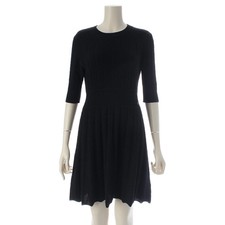 Chanel Coco Mark Knit Dress Black Size 36 Chest 15.7 in Length 33.9 in