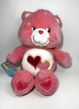 CARE BEARS 2002 LOVE -A- LOT 13" Pink Bear Plush Double Hearts With Tags
