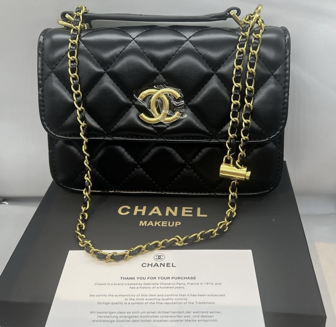 New Chanel Makeup Black Quilted Shoulder Strap Bag Crossbody - VIP Gift w Box