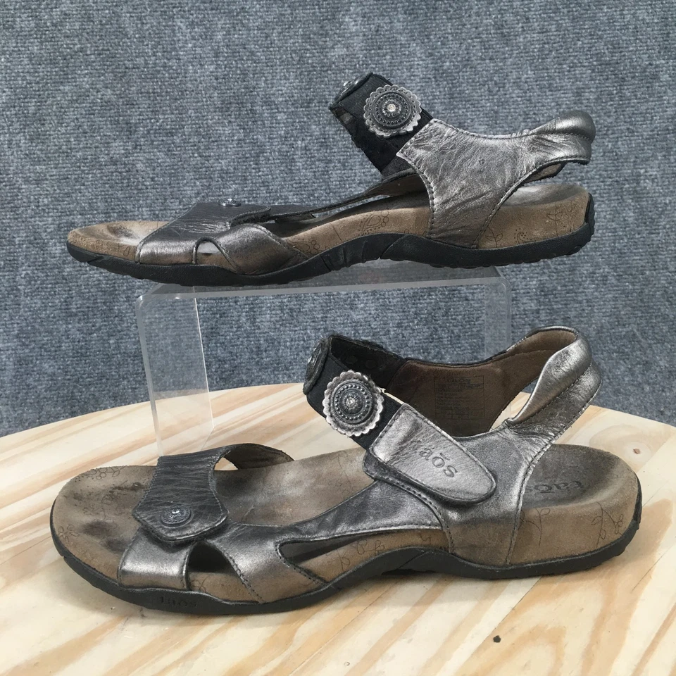 Sandalias Taos Para Mujer 9 Eden 2 Informales Punta Abierta Cordones Cuero Gris Peltre Foto 2 de 4
