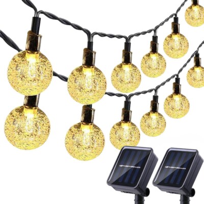 2x 15m 80LED Solar Globe Ball Saite Feenlichter Party Weihnachten Outdoor Light