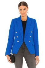 L'agence Blazer Size 2 Blue Azure Kenzie Tweed Double Breasted Career Classicore