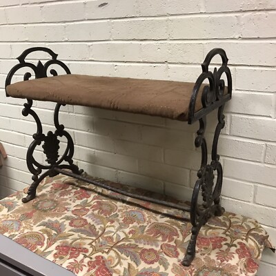 ANTIQUE VTG ART DECO CAST METAL VANITY BENCH STOOL 24 1/4 X 11 3/4