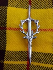 Scottish Stag Head Kilt Pin Chrome Finish Brooch Kilt Pin Scottish Pin