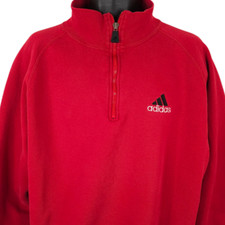 Vintage Adidas Sweatshirt Mens Size Large Red 90s Mock Neck OVERSIZE Made In USA