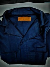 Shop Coat - Navy - Button Front - Polyester-Cotton - U.S.A.  Import - Vintage