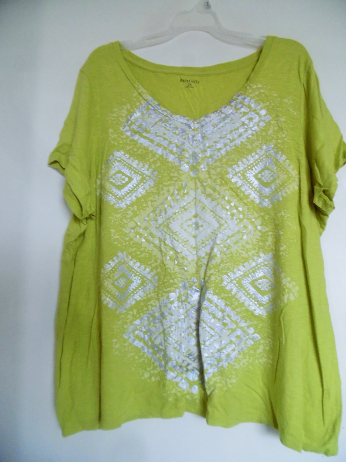 Relativity Brand Women's Green Silver Plus Size 2X Knit Top eBay