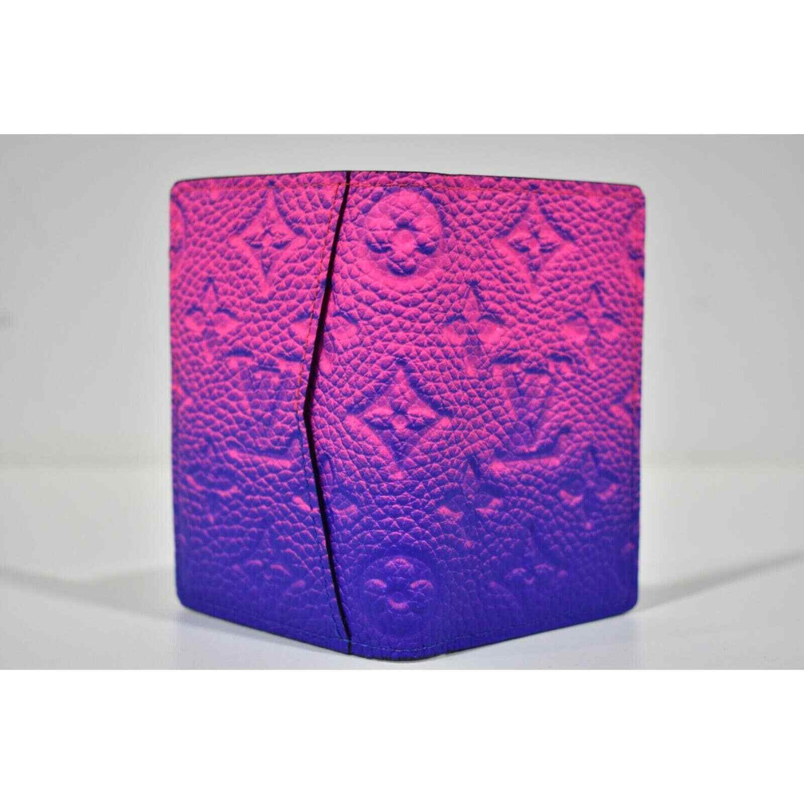 Louis Vuitton Taurillon Monogram Logo Pink Blue Ombre Pocket Organizer Wallet image 6