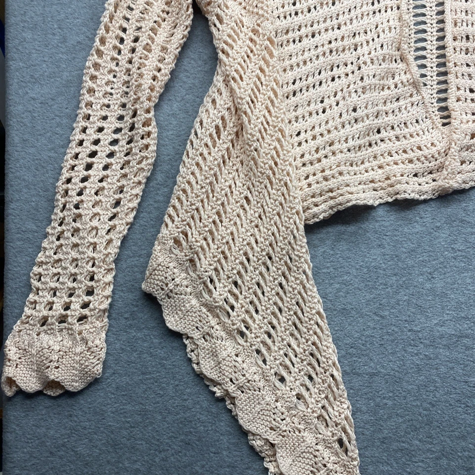 Suéter O'neill Mujer Cárdigan Grande Rosa Crochet Tejido Abierto Flecos Bohemio Foto 3 de 4