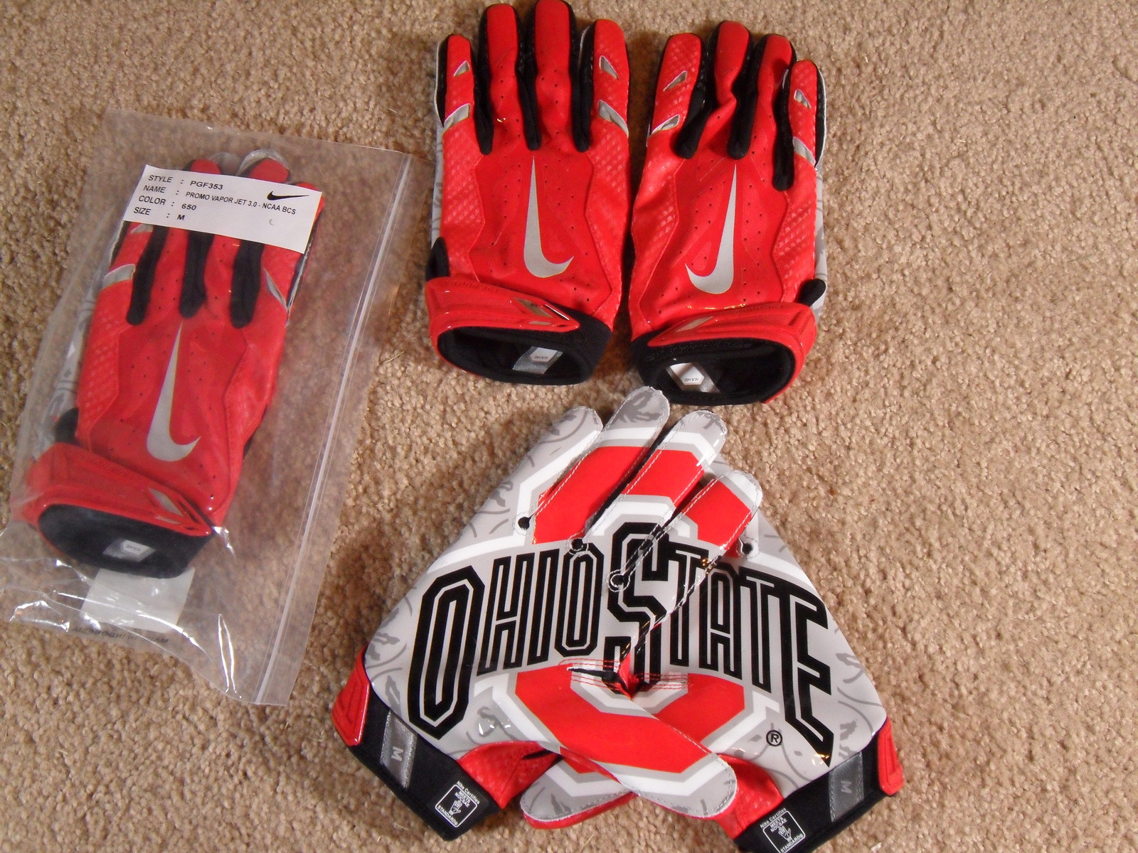 nike vapor jet 3.0 receiver gloves ohio state buckeyes