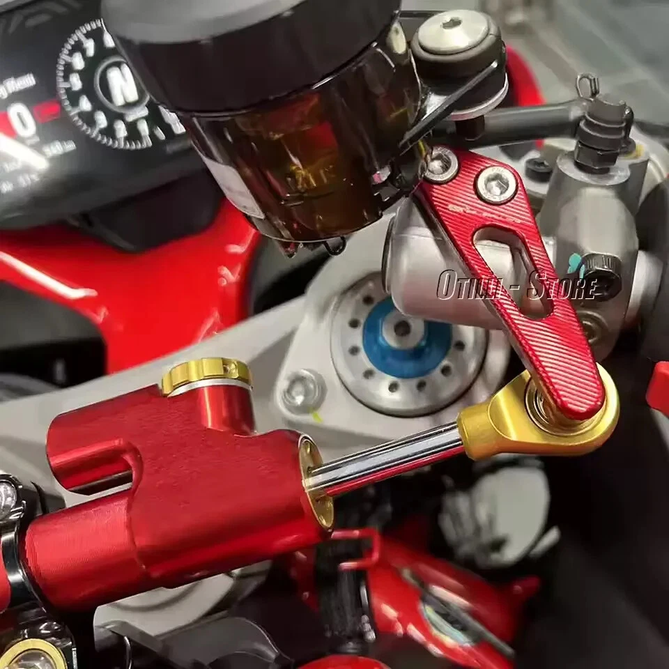 Kit Para Ducati SuperSport 939 950 2018- Soporte Amortiguador Dirección Estabilizador Rojo Foto 3 de 4