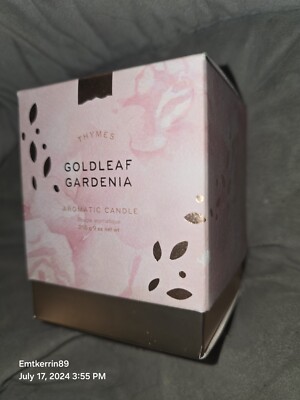 NIB! Thymes Goldleaf Gardenia 9oz Aromatic Scented Candle
