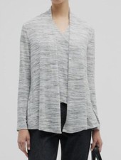  118 Nic Zoe Women's Gray Space Dye Open-Front Cardigan Sweater Petite Size PM