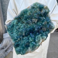 14.9LB NATURAL Green FLUORITE Crystal Quartz Cluster Specimen healing tariff-fre
